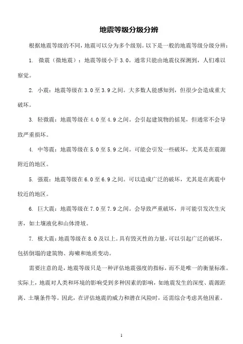 地震等级分级