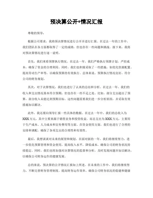 预决算公开+情况汇报