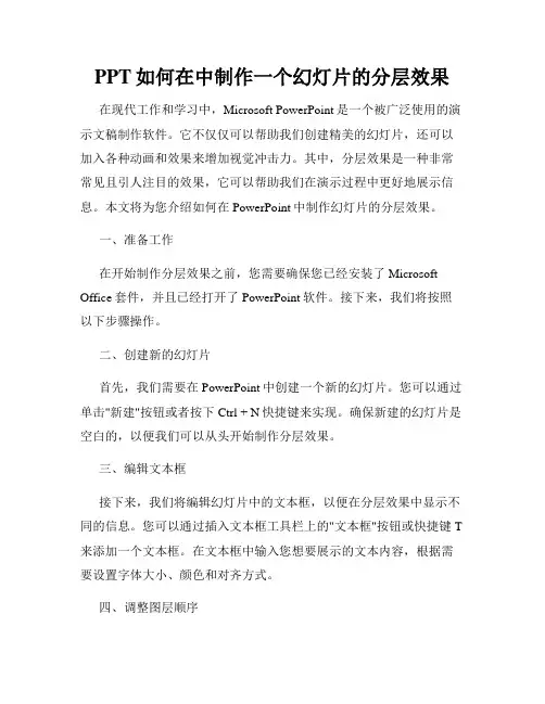 PPT如何在中制作一个幻灯片的分层效果