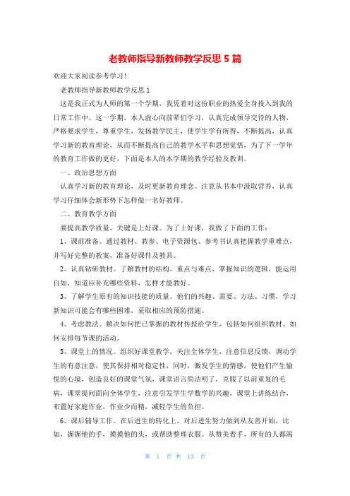 老教师指导新教师教学反思5篇