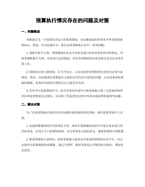 预算执行情况存在的问题及对策