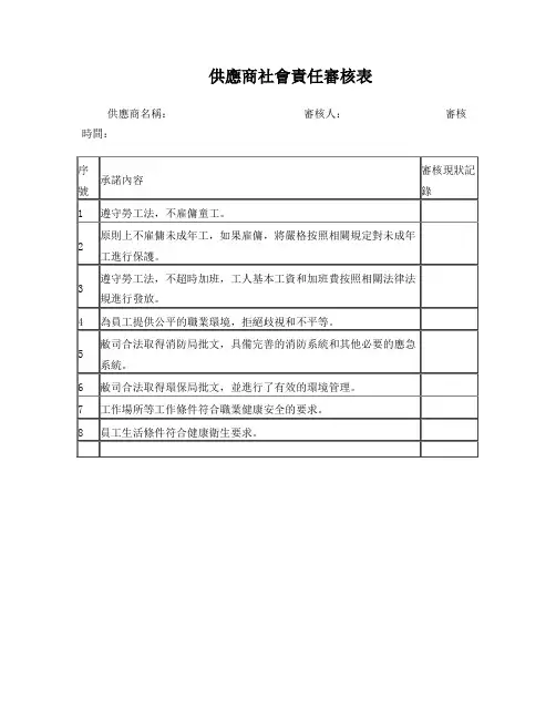 供应商社会责任审核表