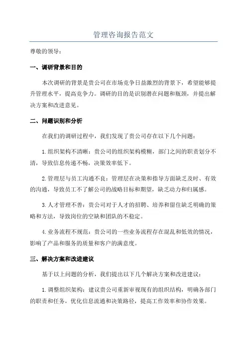 管理咨询报告范文