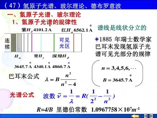 氢原子光谱、玻尔理论、德布罗意波