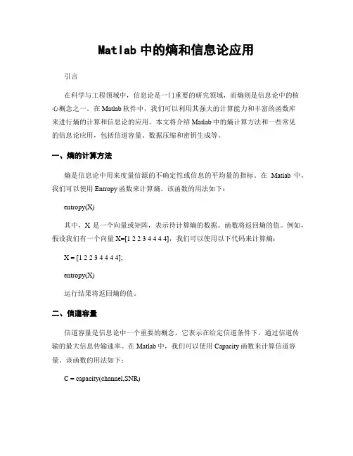Matlab中的熵和信息论应用