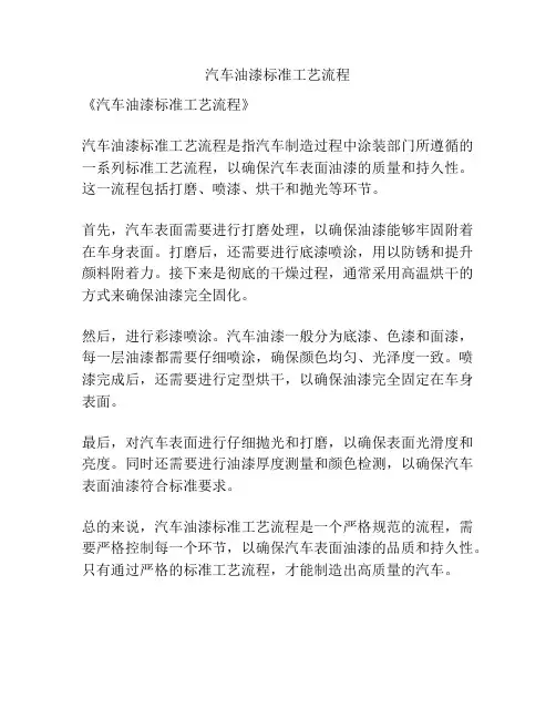汽车油漆标准工艺流程