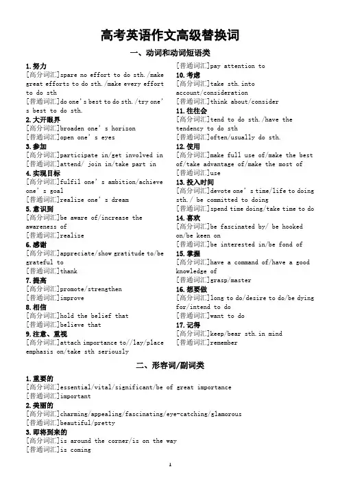 高中英语高考作文素材积累(高级替换词+告知信精华句)