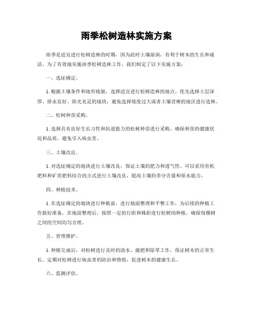 雨季松树造林实施方案