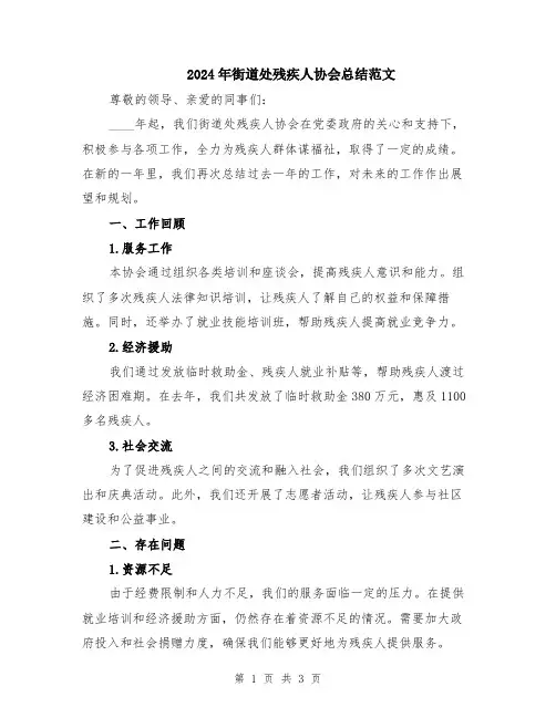 2024年街道处残疾人协会总结范文
