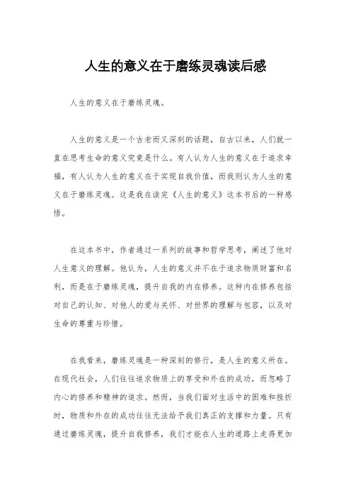 人生的意义在于磨练灵魂读后感