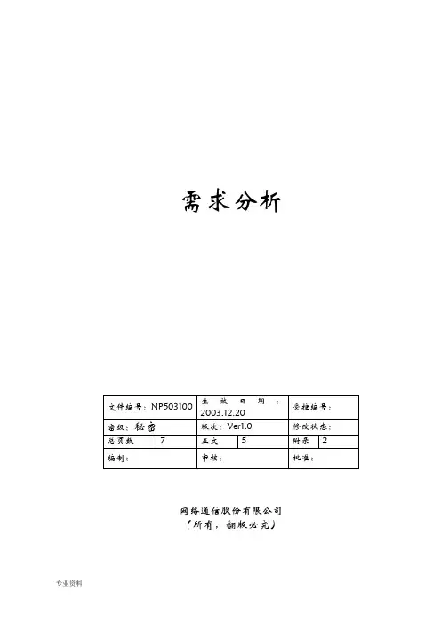 需求分析及评审模板