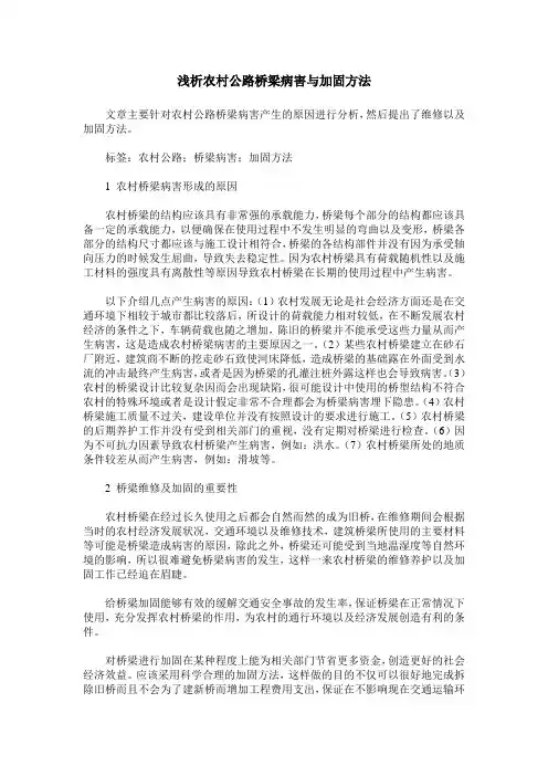 浅析农村公路桥梁病害与加固方法