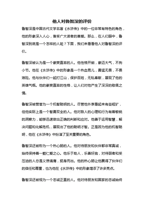 他人对鲁智深的评价