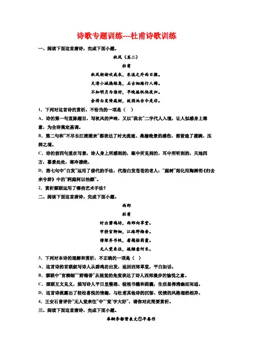 高考语文复习：诗歌专题训练-杜甫诗歌训练
