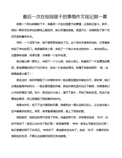 最后一次在校园里干的事情作文铭记那一幕