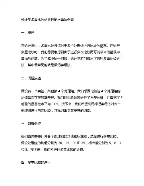 统计学多重比较结果标记字母法例题