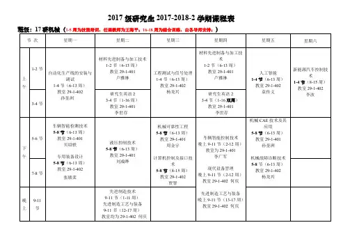 2015级研究生2015-2016-1学期课程表