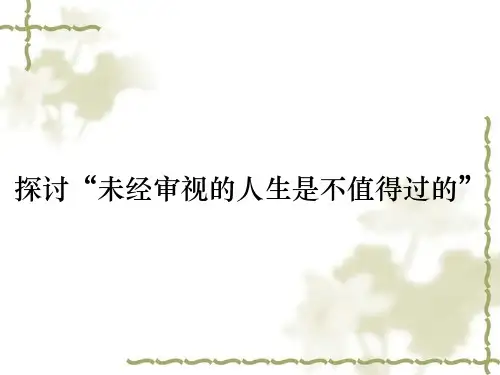 探讨“未经审视的人生是不值得过的”