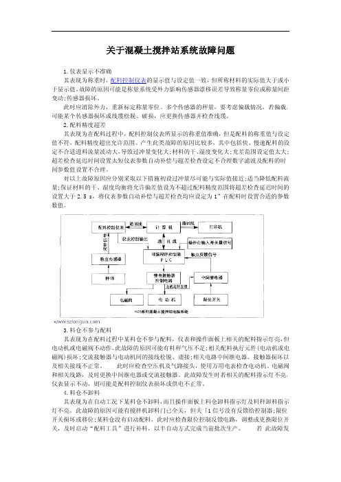关于混凝土搅拌站系统故障问题