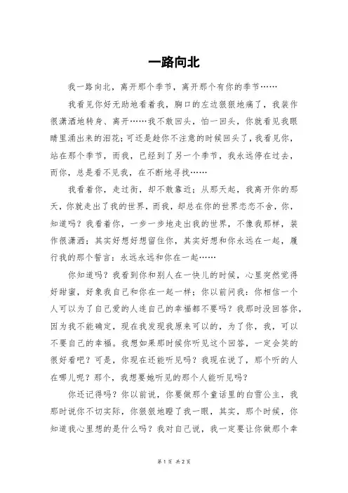 一路向北_初一作文