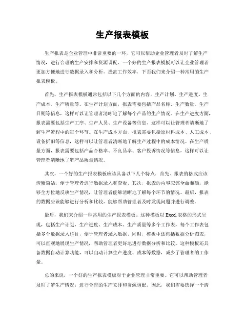 生产报表模板