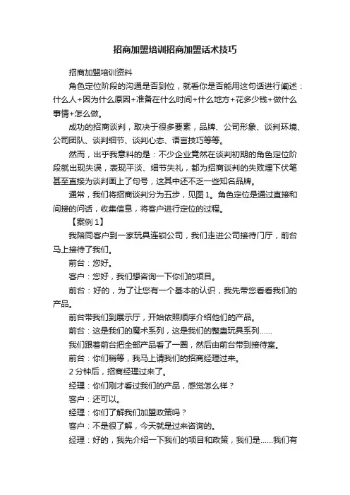 招商加盟培训招商加盟话术技巧