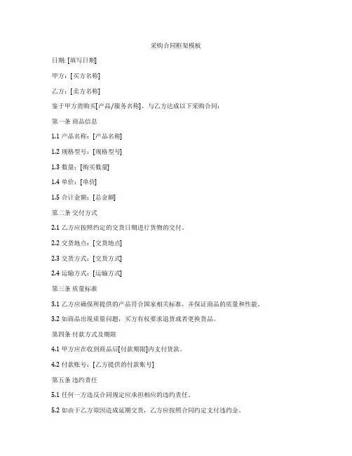 采购合同框架模板