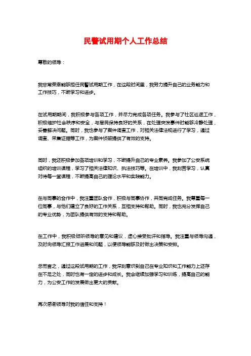 民警试用期个人工作总结