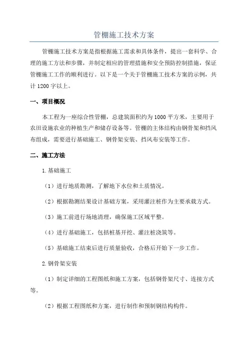管棚施工技术方案