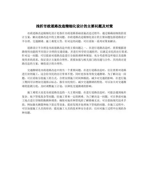 浅析市政道路改造精细化设计的主要问题及对策