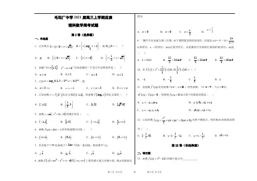 安徽省六安市毛坦厂中学理科2021届数学周考试题及答案