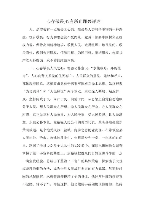 心存敬畏,心有所止即兴评述