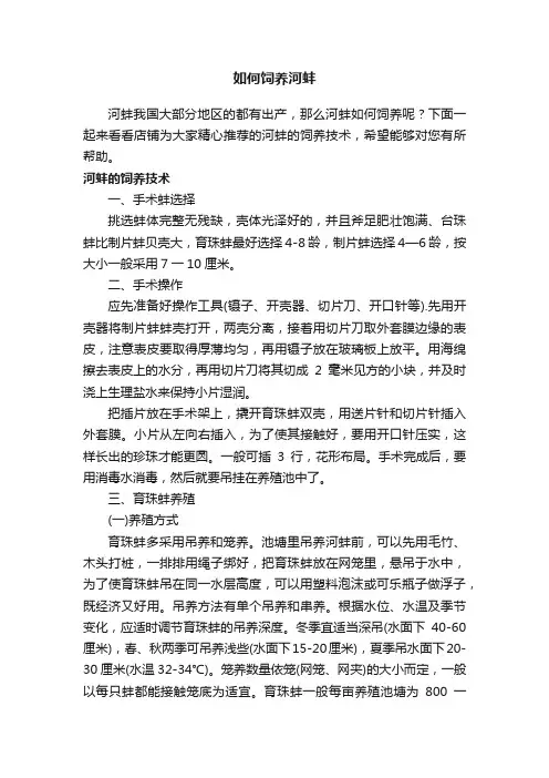 如何饲养河蚌