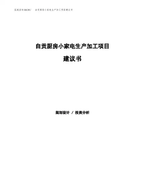 自贡厨房小家电生产加工项目建议书
