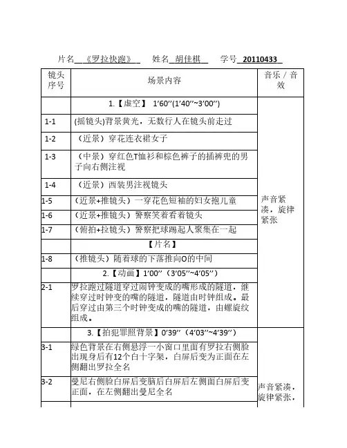 《罗拉快跑》分镜头 拉片