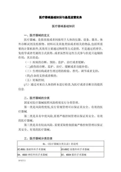 医疗器械基础知识与监管实务