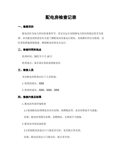 配电房检查记录