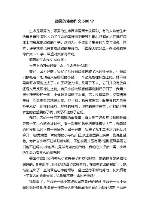 顽强的生命作文600字