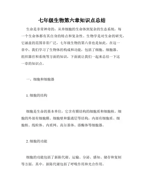 七年级生物第六章知识点总结