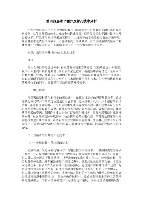 油田浅层水平测井及射孔技术分析