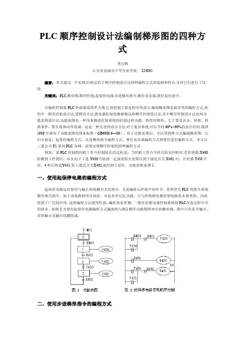 PLC顺序控制梯形图的四种方式