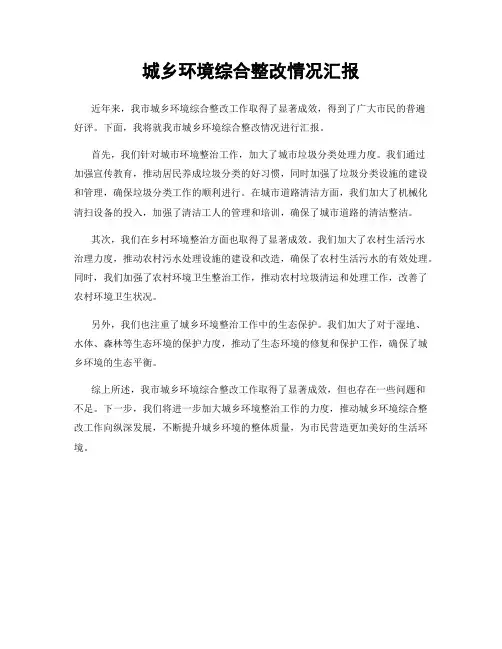 城乡环境综合整改情况汇报
