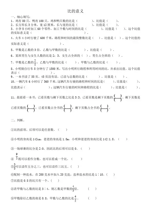 比的意义补充练习题