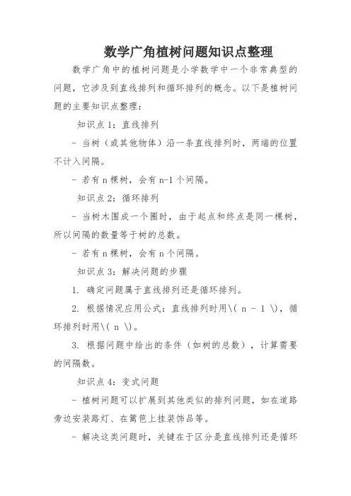 数学广角植树问题知识点整理