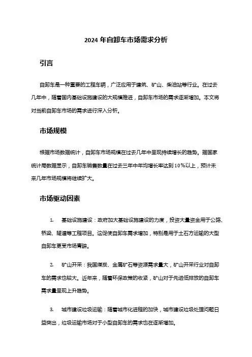 2024年自卸车市场需求分析