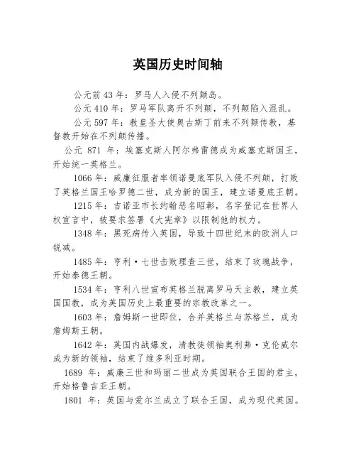 英国历史时间轴
