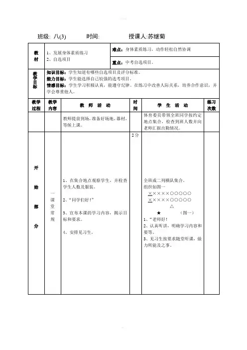 身体素质练习教案