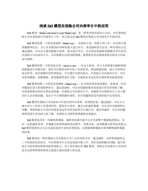 浅谈SAS模型在保险公司内部审计中的应用