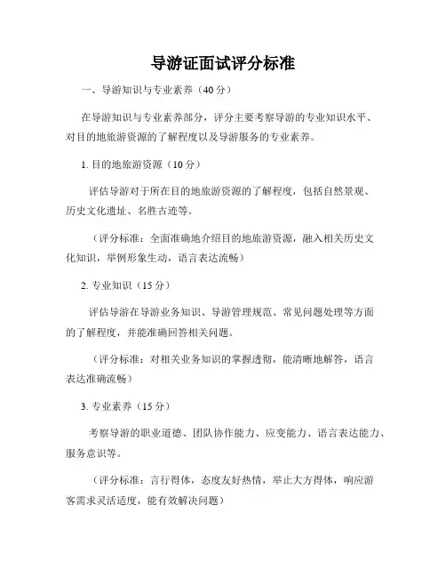 导游证面试评分标准