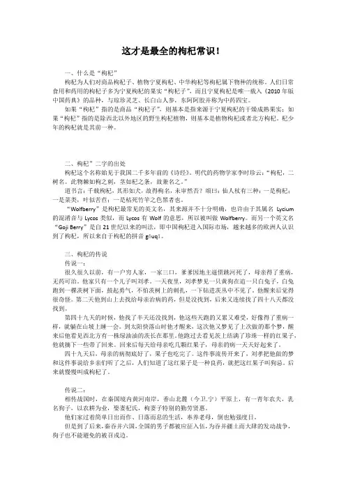这才是最全的枸杞常识!